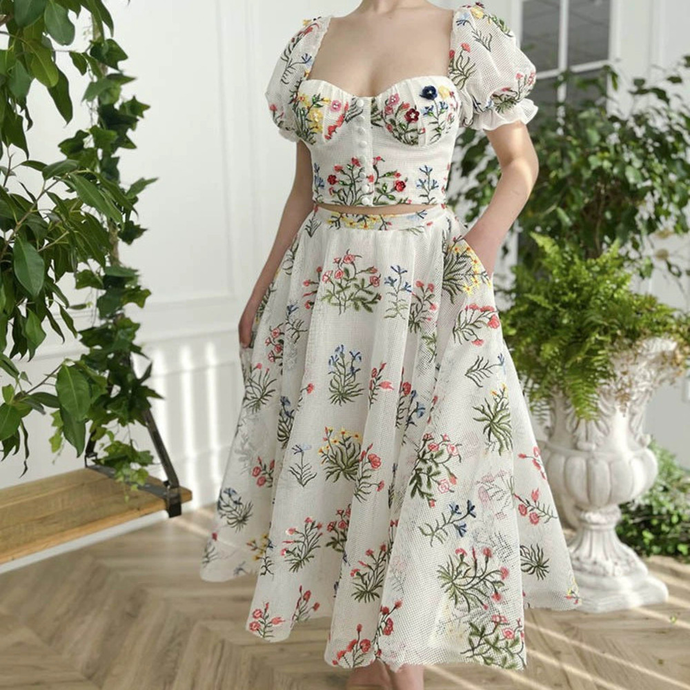 ZARA Boho Sexy Backless Cross Strap Embroidered Waist Cinched Dress